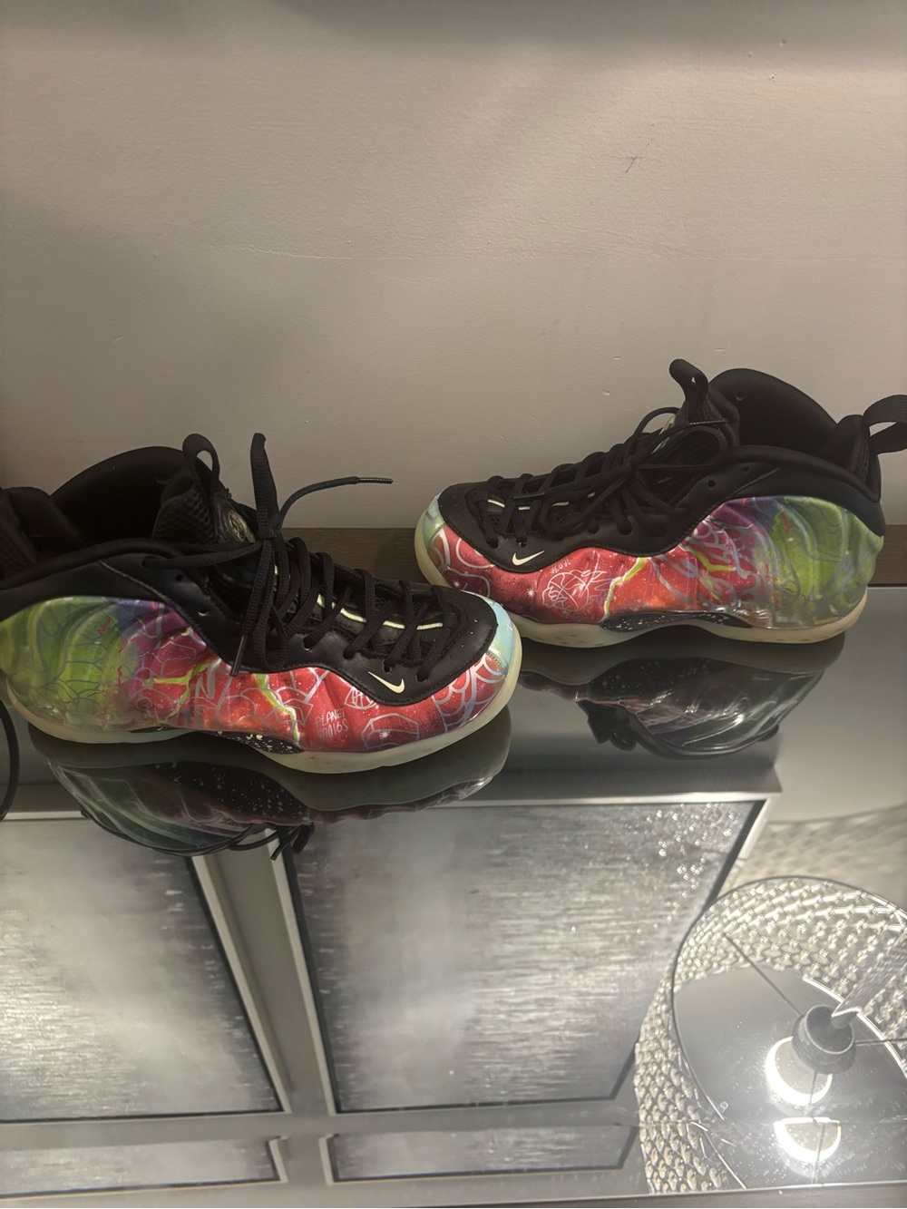 Nike Multicolor Foamposite-Inspired Athletic Sneakers with Black Upper